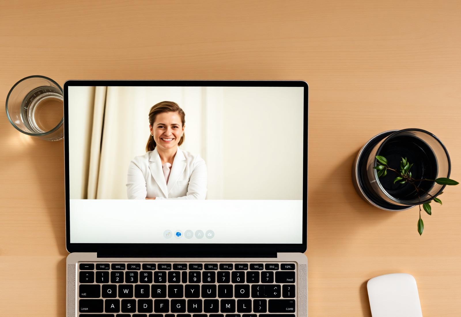 A patient on a virtual vestibular therapy visit